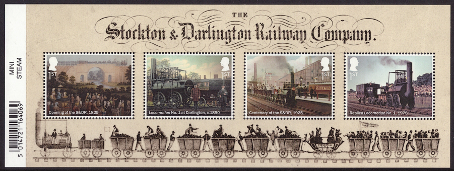 (image for) MS(TBC) 2025 Stockton & Darlington Railway Company barcoded miniature sheet